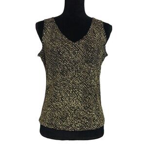 J.S. Edward Metallic Embellished Tank Top in Black/Gold - Sz M